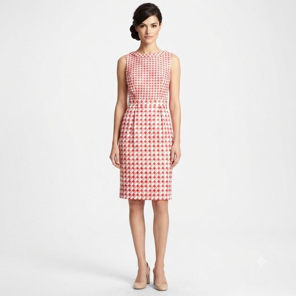 Boden Women's Red White Geometric Print Sleeveless Shift Dress Classic Size 8L